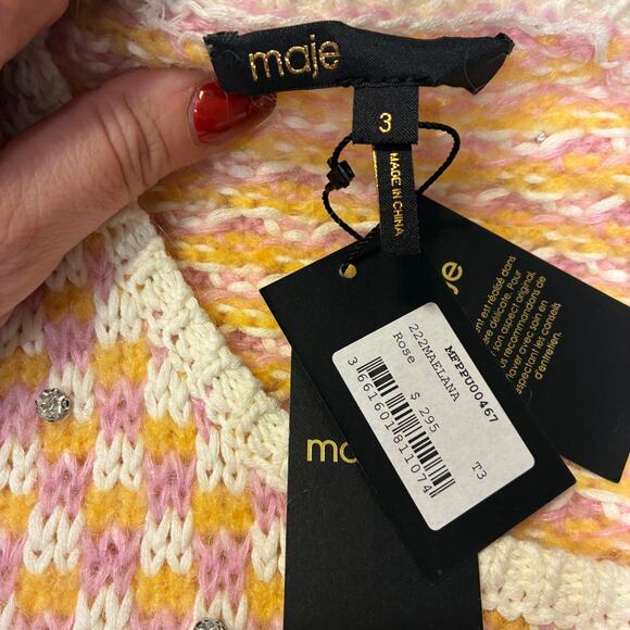 NWT Maje Pink Rhinsetone Knit Maelana Sleeveless Sweater Large - Picture 5 of 11